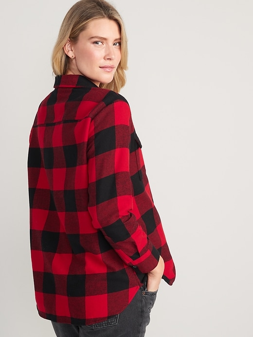 Image number 2 showing, Maternity Plaid Flannel Boyfriend Shirt