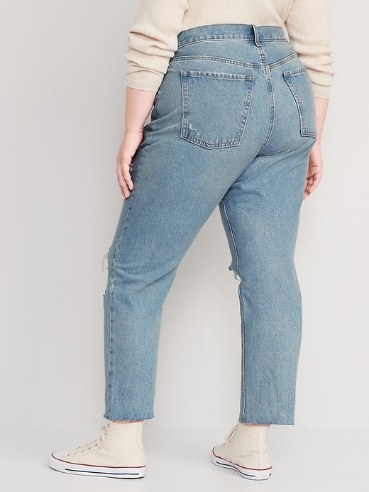 Image number 8 showing, Extra High-Waisted Button-Fly Sky-Hi Straight Ripped Non-Stretch Jeans