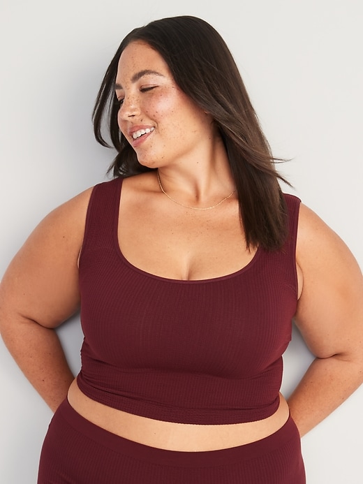 Image number 7 showing, Cropped Rib-Knit Seamless Cami Bra Top