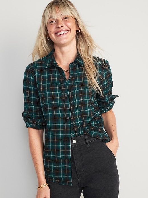 Old Navy Plaid Flannel Classic Shirt for Women. 1