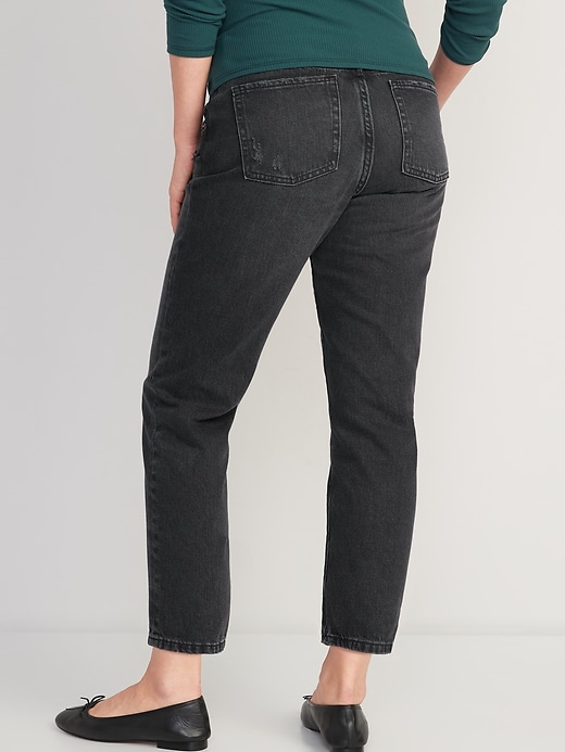 Image number 2 showing, Maternity Front Low Panel Slouchy Straight Black Jeans