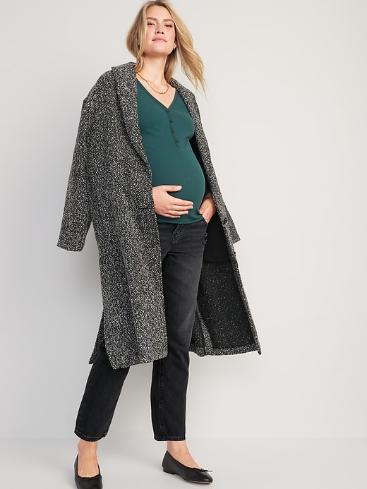 Image number 3 showing, Maternity Front Low Panel Slouchy Straight Black Jeans