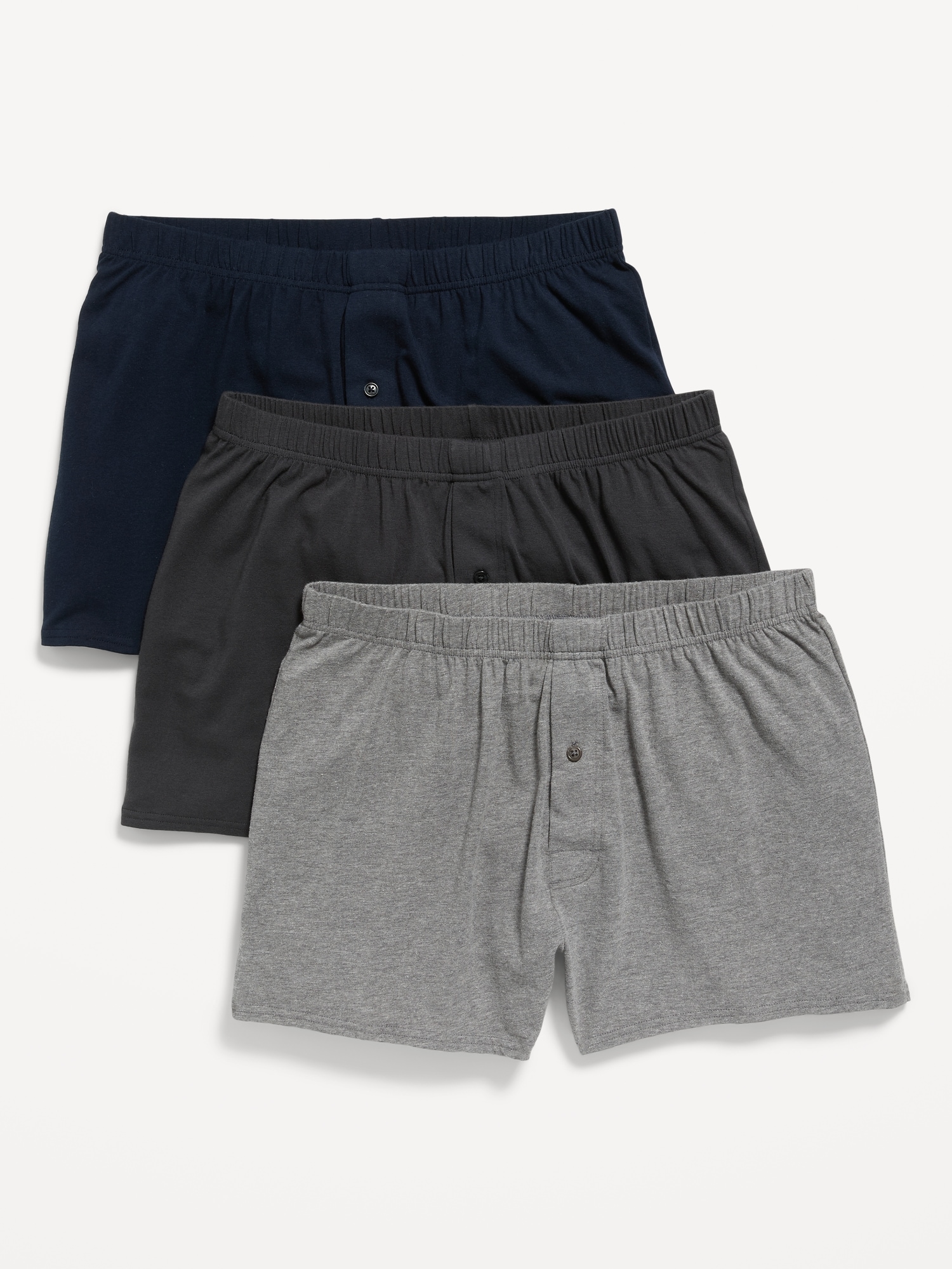 Solid Jersey-Knit Boxer-Brief Underwear 3-Pack--6.25-inch inseam