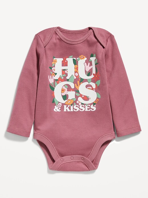 View large product image 1 of 2. Unisex "Hugs & Kisses" Long-Sleeve Bodysuit for Baby