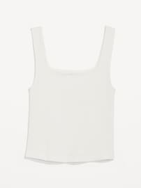 Fitted Square-Neck Ultra-Cropped Rib-Knit Tank Top for Women