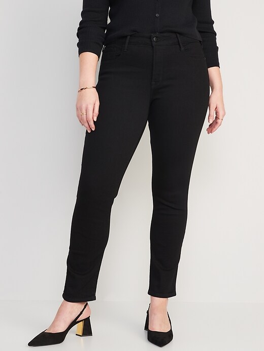 Image number 5 showing, High-Waisted Power Slim Straight Black Jeans for Women