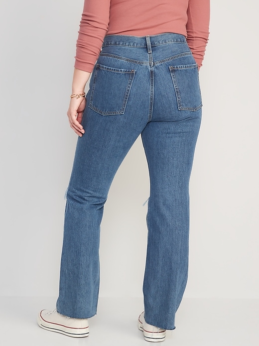 Image number 6 showing, Mid-Rise Slouchy Boot-Cut Ripped Non-Stretch Jeans for Women