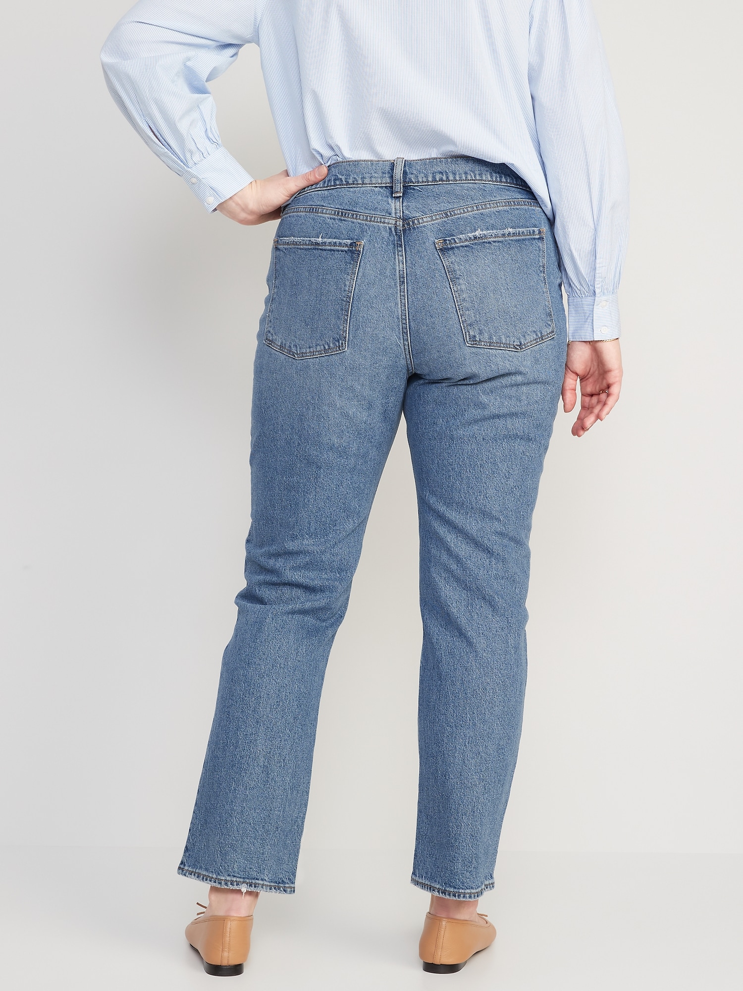 High-Waisted Button-Fly Slouchy Straight Jeans for Women | Old Navy