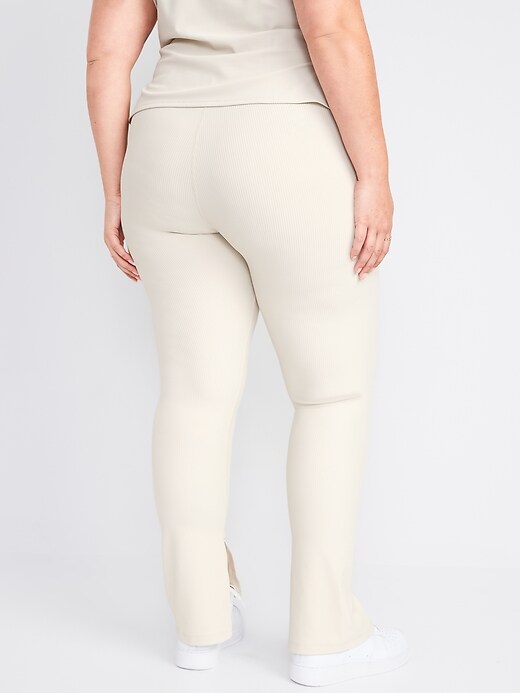 Image number 8 showing, Extra High-Waisted PowerSoft Rib-Knit Split Flare Leggings for Women