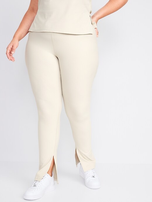 Image number 7 showing, Extra High-Waisted PowerSoft Rib-Knit Split Flare Leggings for Women