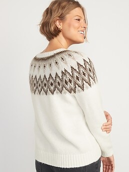Fair Isle Cozy Shaker-Stitch Pullover Sweater for Women | Old Navy