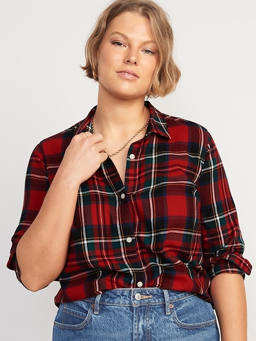 Image number 5 showing, Plaid Flannel Classic Shirt for Women