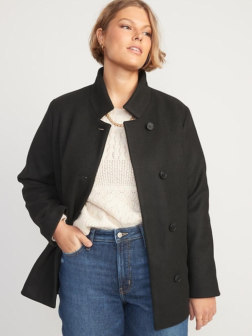 Image number 5 showing, Soft-Brushed Button-Front Car Coat for Women