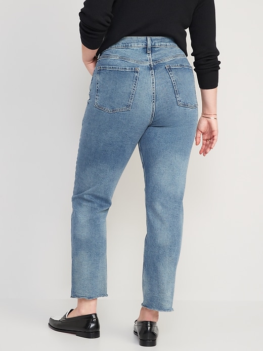 Image number 6 showing, Extra High-Waisted Button-Fly Straight Cut-Off Jeans