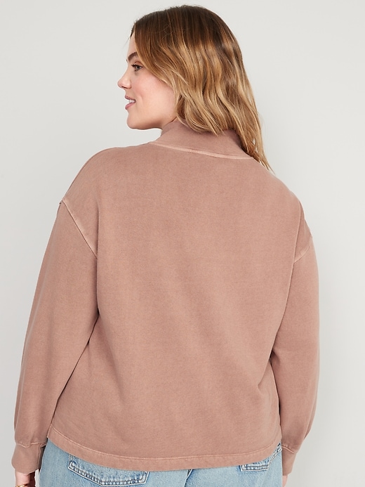 Image number 8 showing, Mock-Neck Quarter-Zip Fleece Sweatshirt for Women