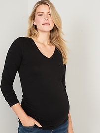 Maternity Fitted V-Neck Long-Sleeve T-Shirt 2-Pack