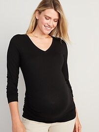 Maternity Fitted V-Neck Long-Sleeve T-Shirt 2-Pack