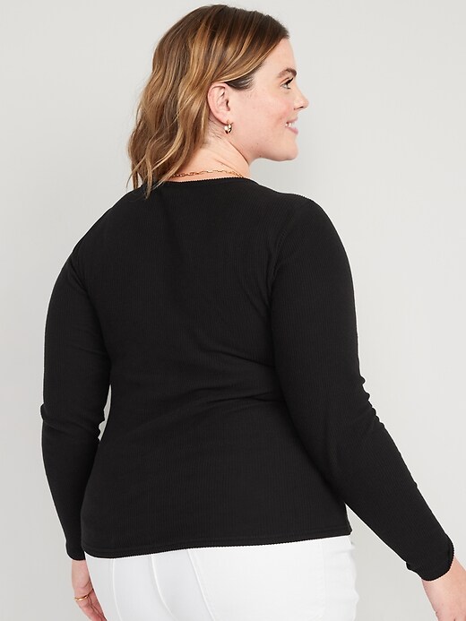 Image number 8 showing, Plush Long-Sleeve Rib-Knit Slim-Fit T-Shirt