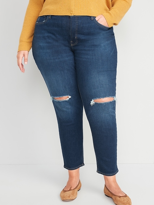 Curvy High-Waisted OG Straight Ripped Ankle Jeans for Women | Old Navy
