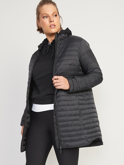Water-Resistant Quilted Zip-Front Tunic for Old Jacket Women | Navy