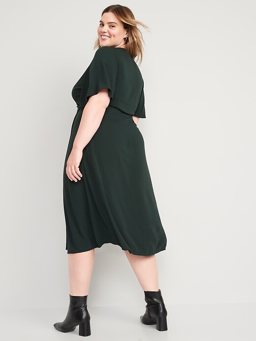 Image number 8 showing, Waist-Defined Flutter-Sleeve Midi Wrap Dress