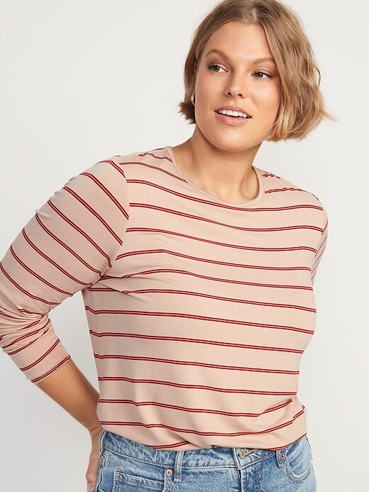 Image number 5 showing, Luxe Striped Long-Sleeve T-Shirt for Women