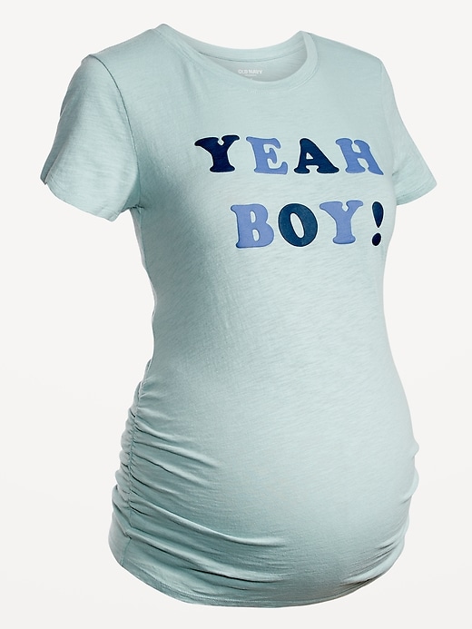 View large product image 1 of 1. Maternity Graphic Side-Shirred T-Shirt