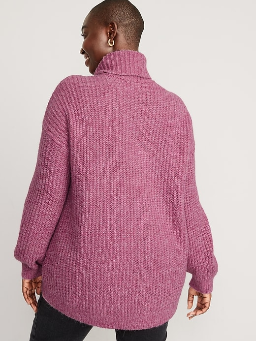 Image number 6 showing, Shaker-Stitch Tunic-Length Turtleneck Sweater