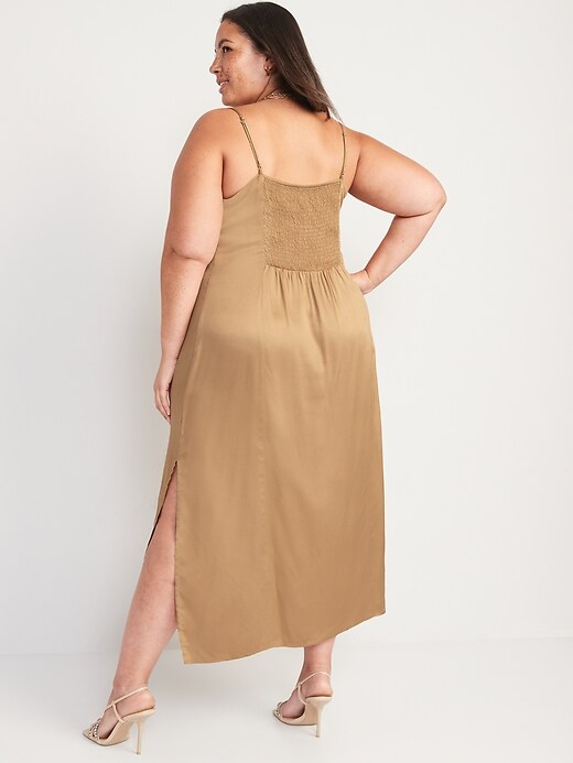 old navy brown satin dress Sleeveless Satin Midi Dress