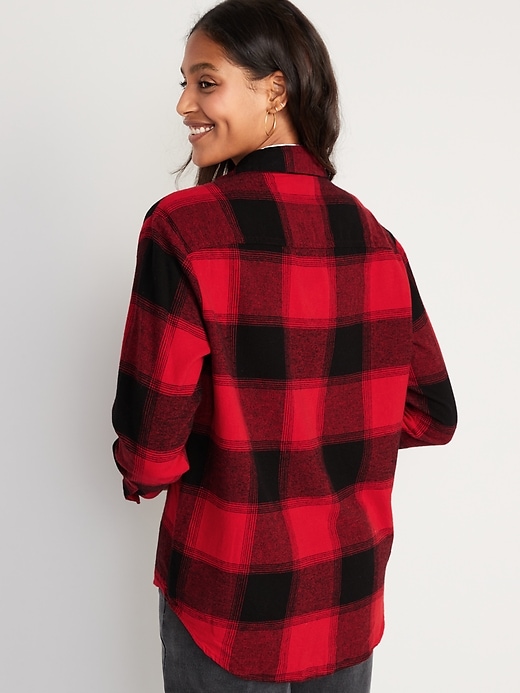 Image number 2 showing, Oversized Plaid Flannel Boyfriend Tunic Shirt