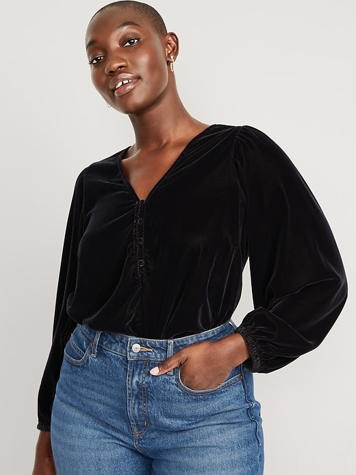 velvet long sleeve blouse