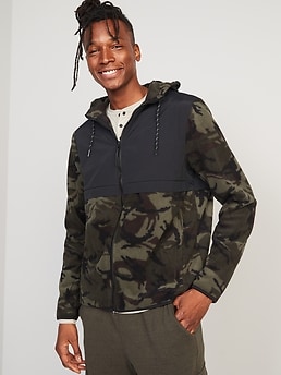 90 Degree By Reflex Men'S Terry Fleece Camouflage Zip-Up Hoodie - Dark Navy  - Size S for Men