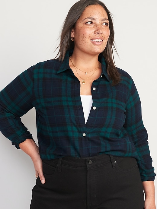 Image number 7 showing, Plaid Flannel Classic Shirt for Women