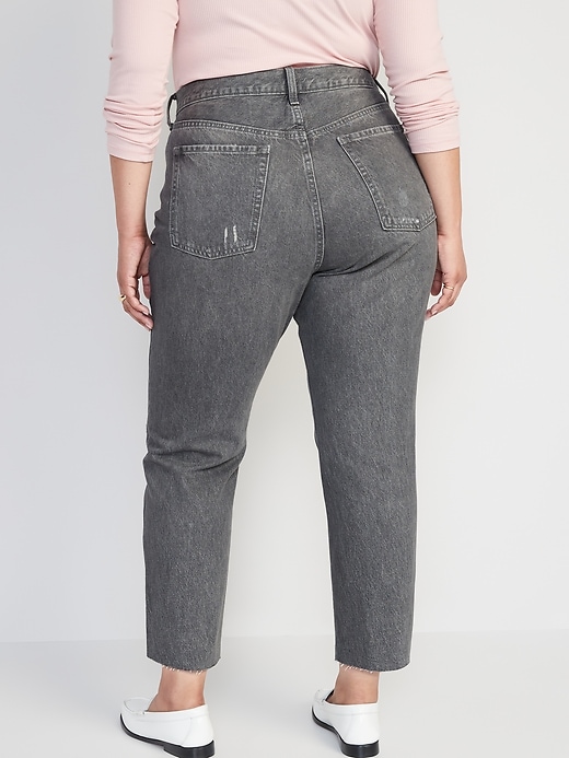 Image number 8 showing, Extra High-Waisted Button-Fly Sky-Hi Straight Patchwork Non-Stretch Jeans for Women