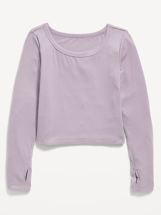 View large product image 1 of 2. UltraLite Rib-Knit Long-Sleeve Scoop-Neck Top for Girls