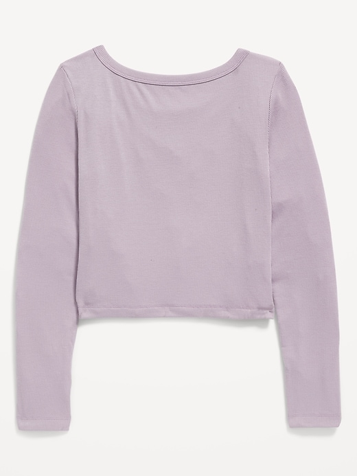 View large product image 2 of 2. UltraLite Rib-Knit Long-Sleeve Scoop-Neck Top for Girls