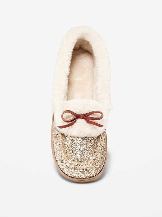 Image number 3 showing, Cozy Faux-Fur Lined Glitter Moccasin Slippers