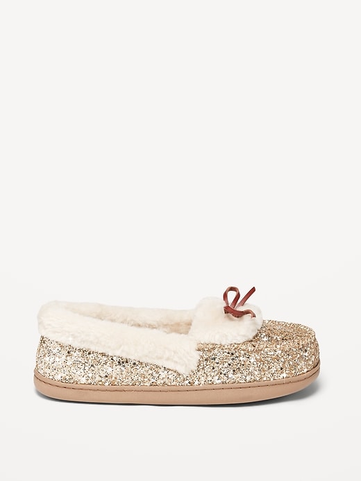Image number 4 showing, Cozy Faux-Fur Lined Glitter Moccasin Slippers