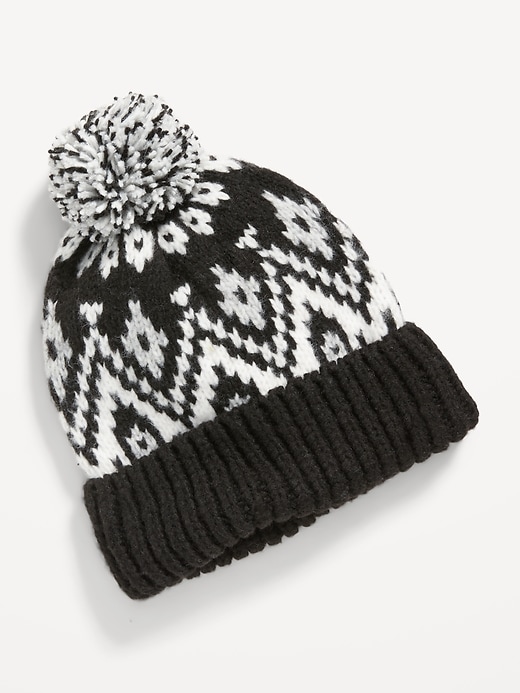 View large product image 2 of 2. Fair Isle Pom-Pom Beanie Hat for Women
