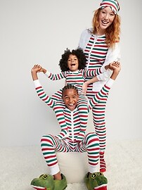 View large product image 3 of 3. Unisex Matching Print Footed One-Piece Pajamas for Toddler & Baby