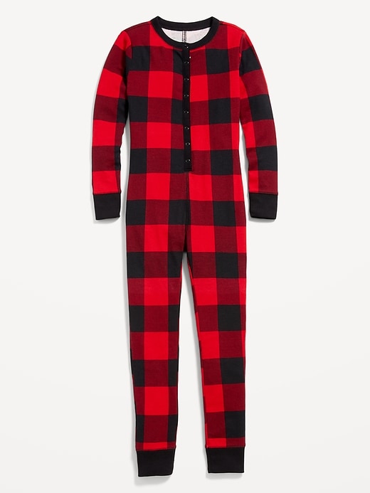 View large product image 1 of 2. Gender-Neutral Matching Print Snug-Fit One-Piece Pajamas for Kids