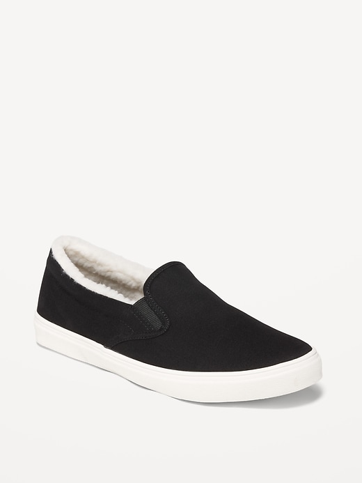 Image number 1 showing, Sherpa-Lined Canvas Slip-On Sneakers