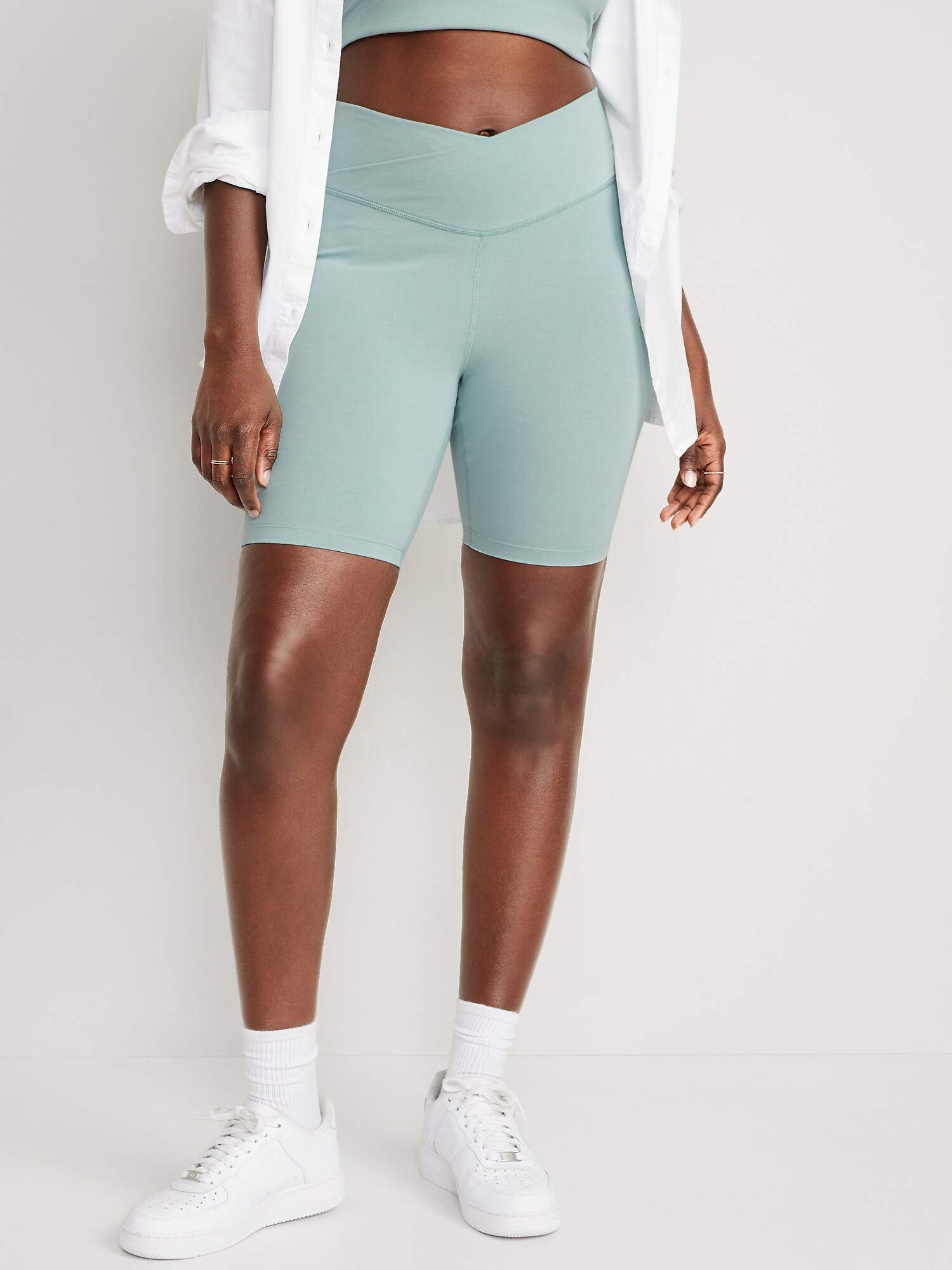 Extra HighWaisted PowerChill Crossover HiddenPocket Biker Shorts for