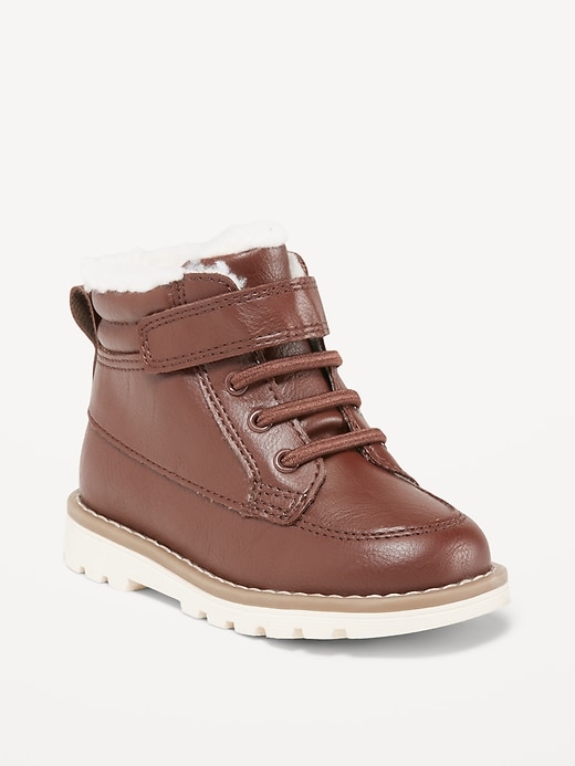 View large product image 1 of 3. Faux-Leather Ankle Boots for Toddler Boys