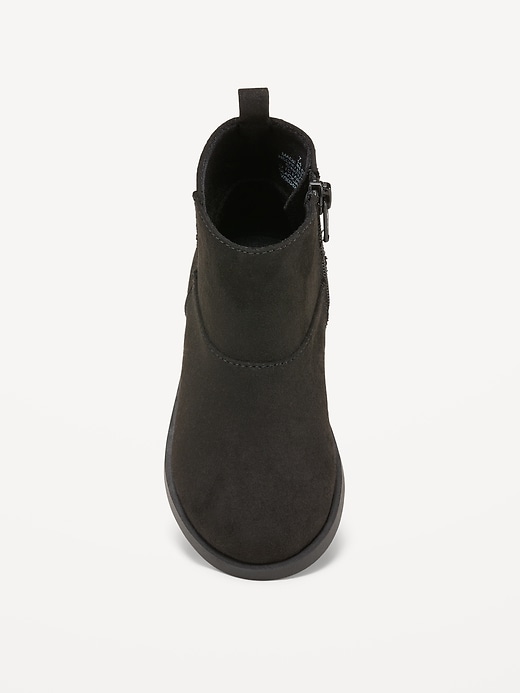View large product image 2 of 3. Faux-Suede Side-Zip Ankle Boots for Toddler Girls