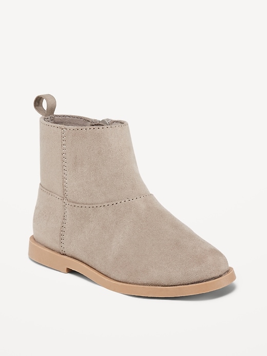 View large product image 1 of 3. Faux-Suede Side-Zip Ankle Boots for Toddler Girls
