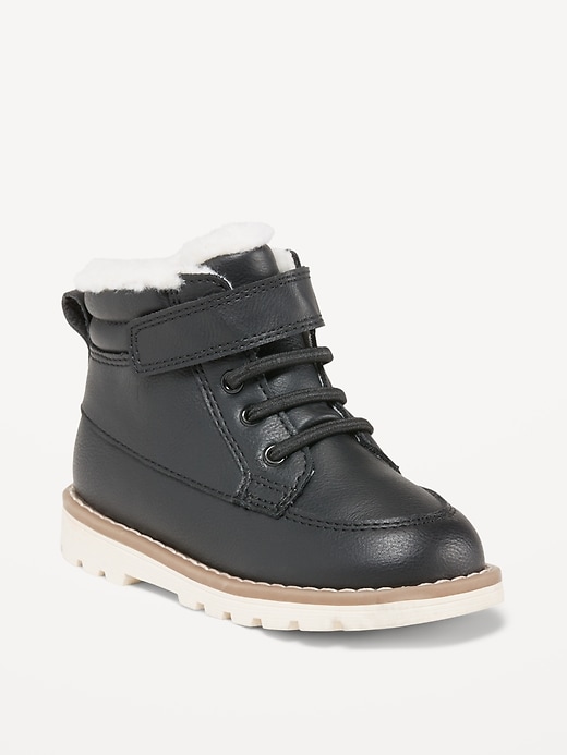 View large product image 1 of 1. Faux-Leather Ankle Boots for Toddler Boys
