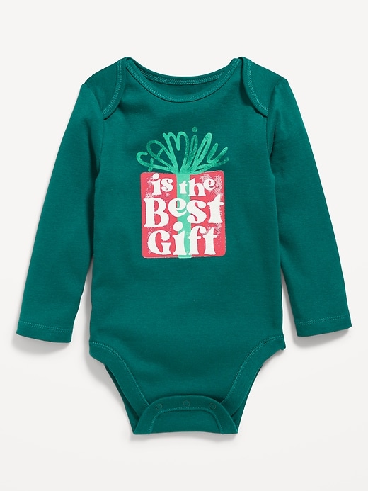 View large product image 1 of 1. Unisex Long-Sleeve Christmas-Graphic Bodysuit for Baby
