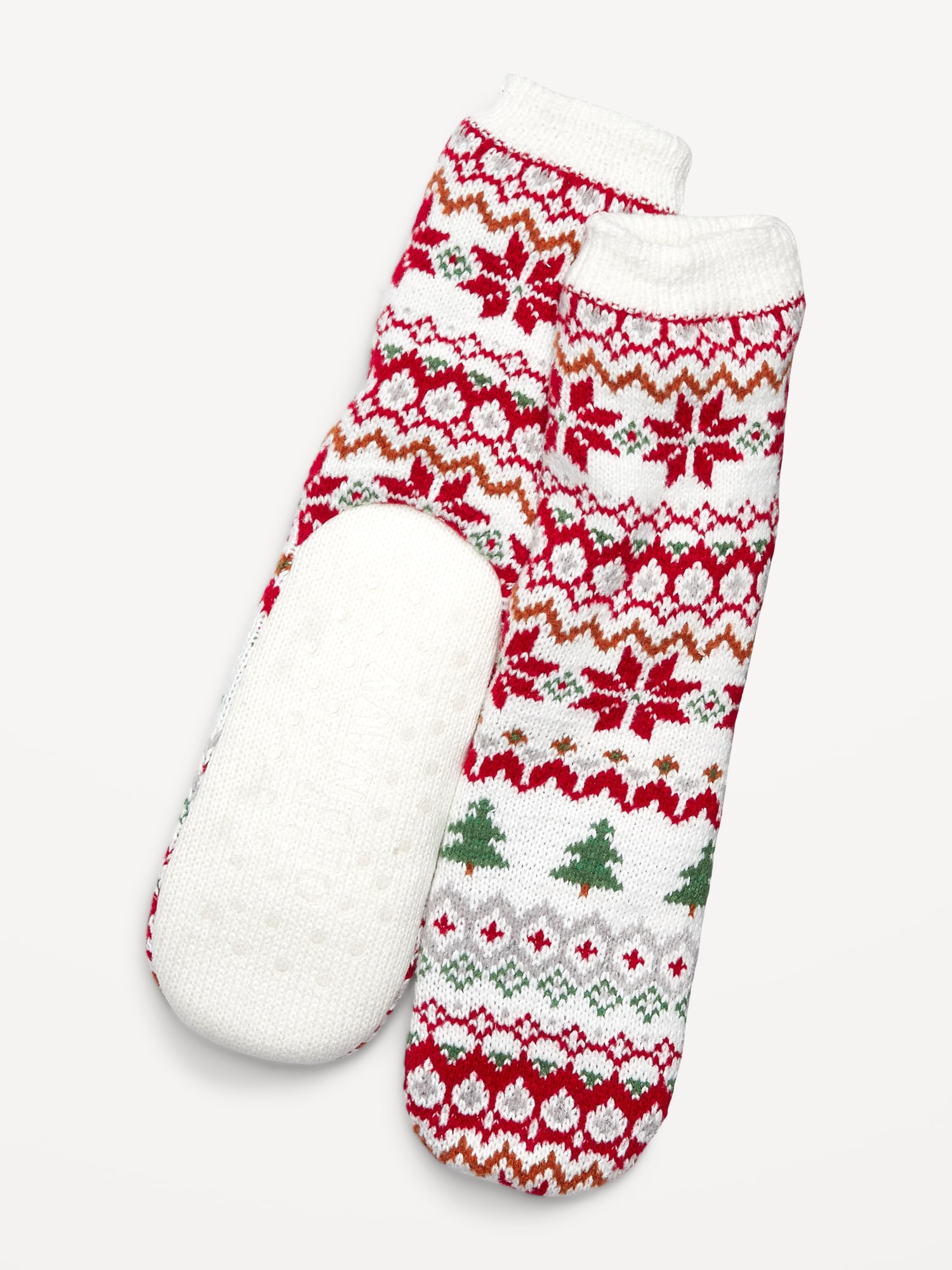 Printed Sherpa-Lined Slipper Socks for Women