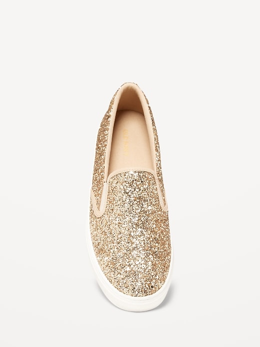 Gold glitter slip fashion on sneakers